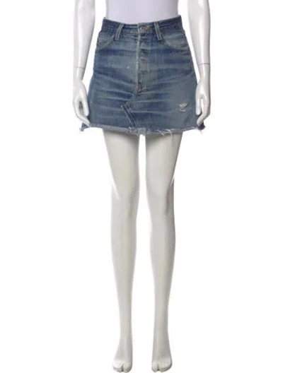 Pre-owned Re/done X Levi's Distressed Accents Mini Skirt In Blue