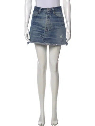 Pre-owned Re/done X Levi's Distressed Accents Mini Skirt In Blue