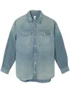 Re/done + Net Sustain + Pamela Anderson Oversized Organic Cotton-chambray Shirt In Blue