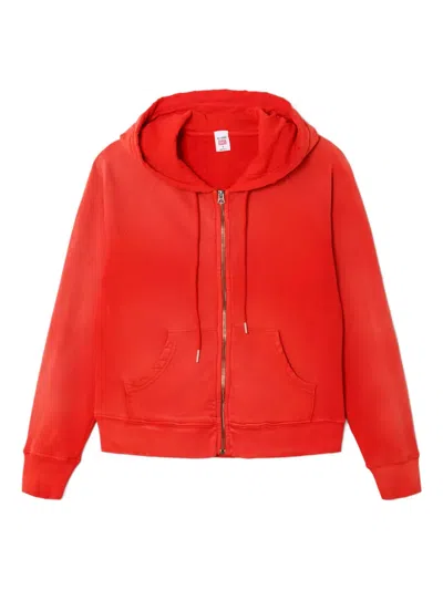 Re/done Zip-up Hooded Sweatshirt In Red