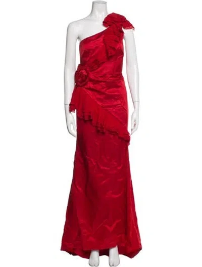 Pre-owned Redux Charles Chang-lima One-shoulder Long Dress W/ Tags In Red