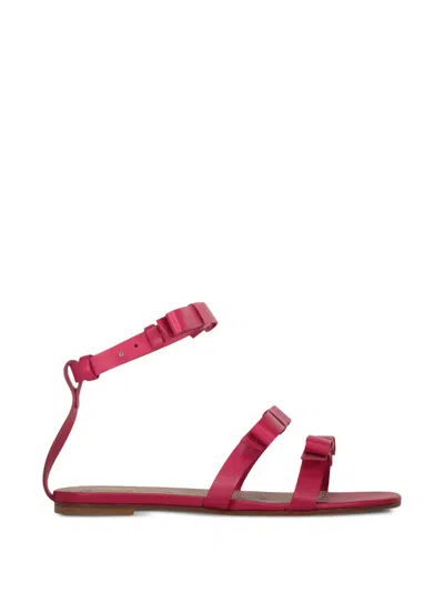 Redv Bow-detail Calf Leather Sandals In Red