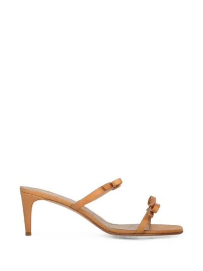 Redv Bow-detail Leather Sandals In Braun