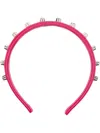 Redv Crystal-embellished Leather Headband In Pink