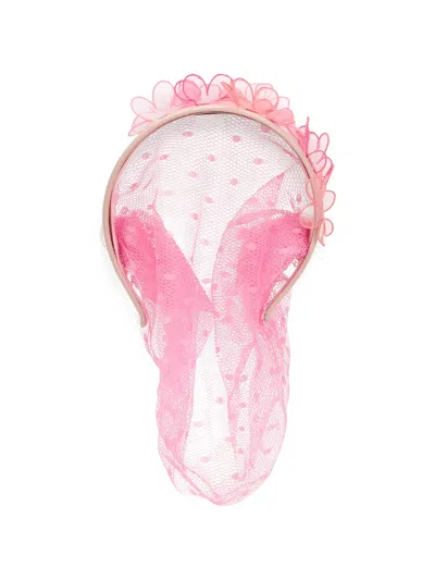 Redv Floral Net Veil Headband In Pink