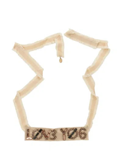Redv Fringed Embellished Necklace In Neutral
