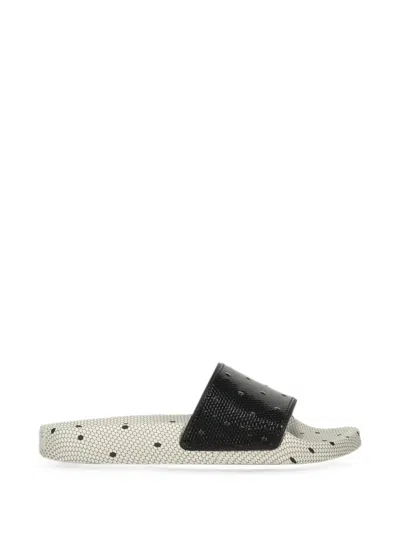 Redv Point D'esprit Open-toe Sliders In Schwarz