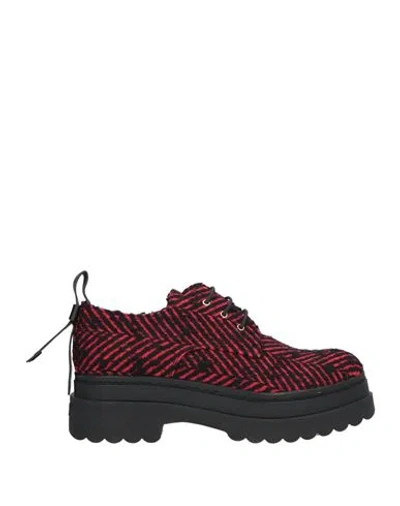 Redv Red(v) Woman Lace-up Shoes Red Size 10 Textile Fibers, Leather