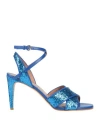 Redv Red(v) Woman Sandals Bright Blue Size 7 Leather, Textile Fibers In Azure
