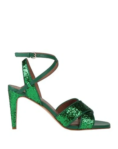 Redv Red(v) Woman Sandals Emerald Green Size 8 Leather, Textile Fibers