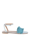 Redv Red(v) Woman Sandals Sky Blue Size 7 Textile Fibers, Leather