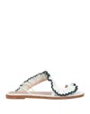 Redv Red(v) Woman Sandals White Size 7 Leather, Textile Fibers