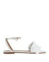 Redv Red(v) Woman Sandals White Size 7 Textile Fibers, Leather