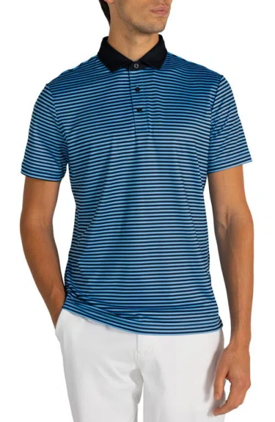 Redvanly Baker Stripe Golf Polo In Blue