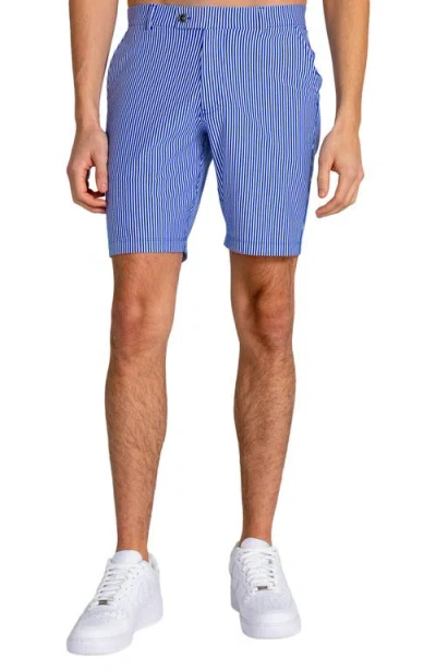Redvanly Beeker Seersucker Shorts In Blue
