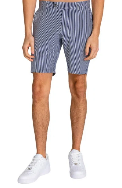 Redvanly Beeker Seersucker Shorts In Blue