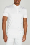 Redvanly Bosworth Ball Print Performance Golf Polo In Bright White/liberty