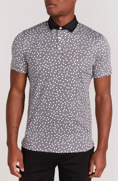 Redvanly Clyde Dot Print Polo In Black