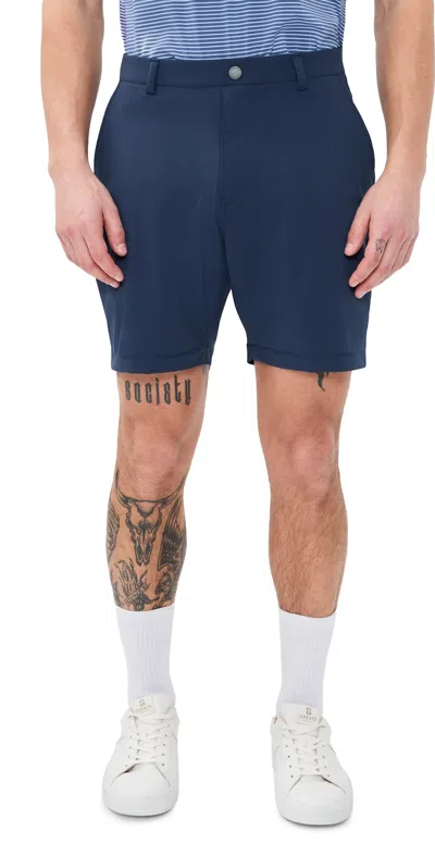 REDVANLY HANOVER PULL ON SHORTS 7 NAVY