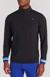 Redvanly Hayden Contrast Cuff Quarter-zip Pullover In Black
