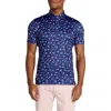 Redvanly Leone Floral Performance Golf Polo In Midnight Navy