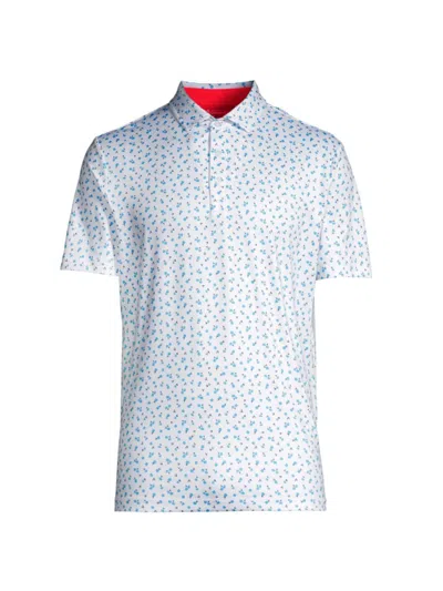 Redvanly Men's Ashby Floral Polo In Bright White