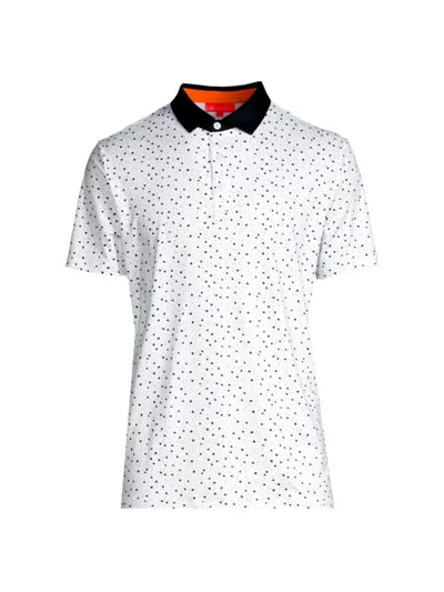 Redvanly Men's Bedford Splatter Dot Polo Shirt In Bright White