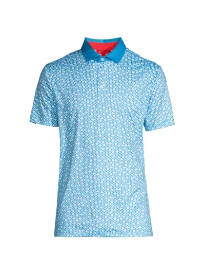 Redvanly Men's Clyde Printed Polo In Malibu Blue