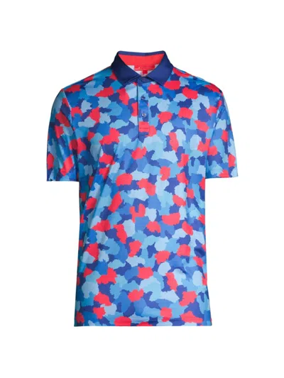 Redvanly Men's Dawson Camouflage Polo Shirt In Mazarine Blue