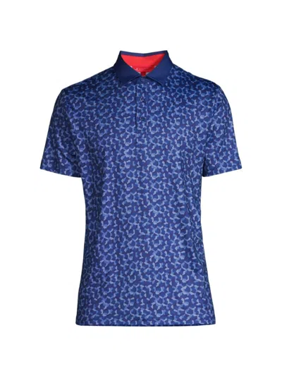 Redvanly Men's Norton Printed Polo Shirt In Mazarine Blue