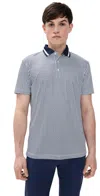 Redvanly Norvins Neat Tic Tac Toe Print Performance Golf Polo In Blue
