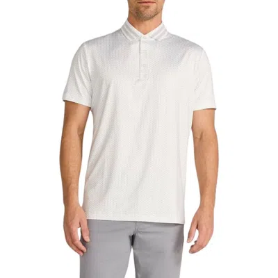 Redvanly Pascal Geo Print Performance Golf Polo In Bright White