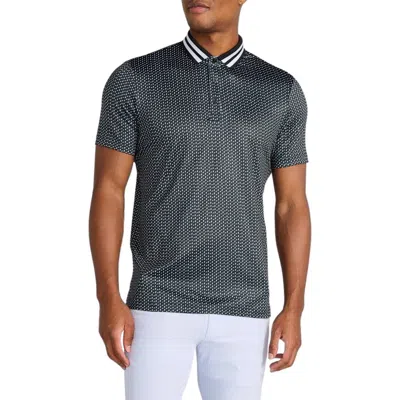 Redvanly Pascal Geo Print Performance Golf Polo In Tuxedo