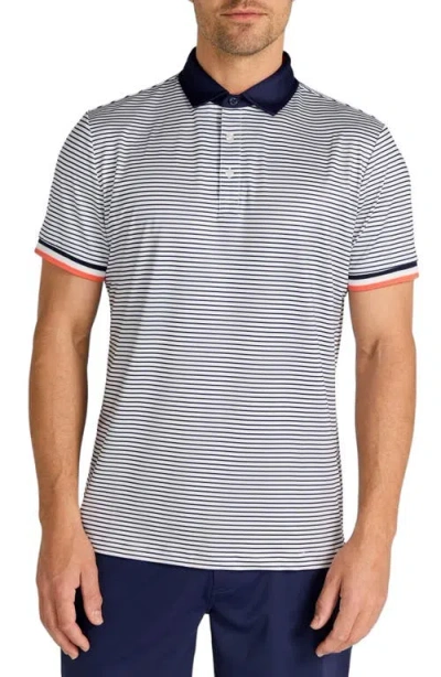 Redvanly Poireir Stripe Performance Golf Polo In Blue