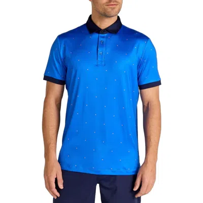 Redvanly Ramey Dot Print Performance Golf Polo In Blue