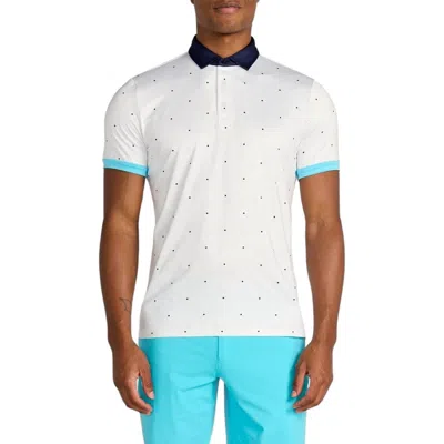 Redvanly Ramey Dot Print Performance Golf Polo In Bright White