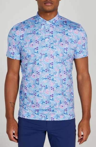 Redvanly Rhodes Floral Performance Golf Polo In Atmosphere/pink