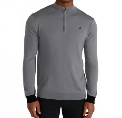 Redvanly Rowe Merino Quarter Zip Tee In Shadow In Gray