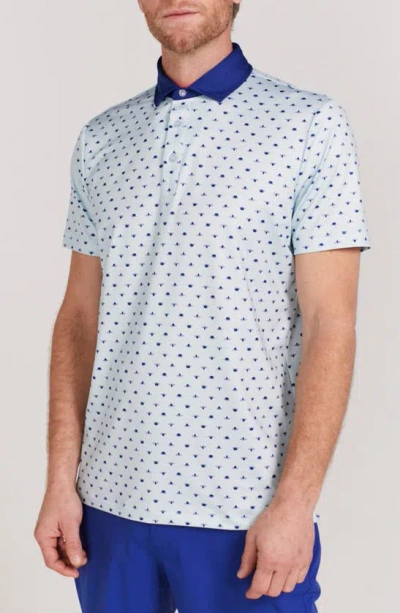 Redvanly Ryder Lotus Print Polo In Breeze