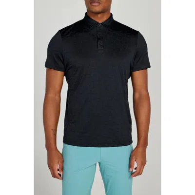 Redvanly Sanborn Splash Pattern Performance Golf Polo In Tuxedo