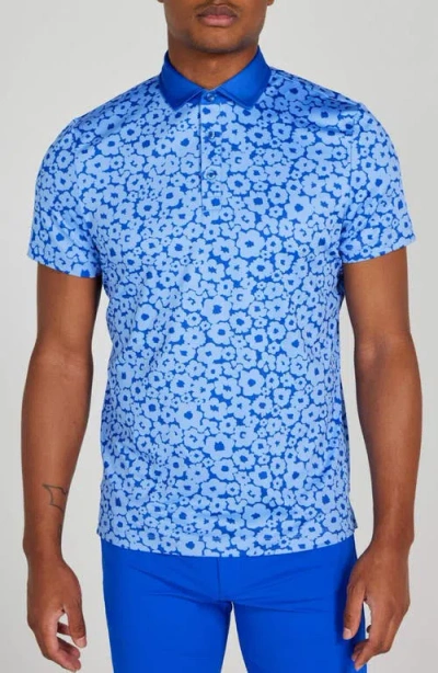 Redvanly Sayles Floral Performance Golf Polo In Bleu