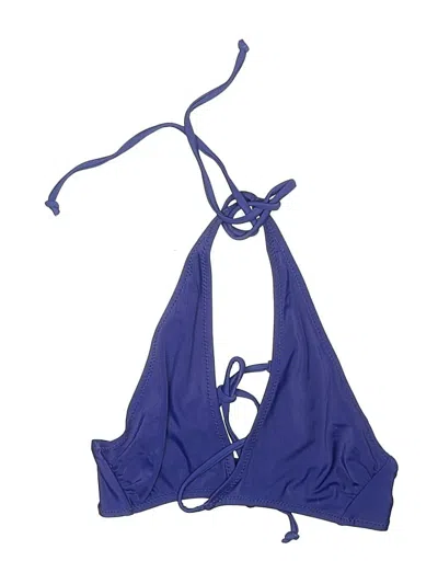 Pre-owned Ree Bees Swimwear Swimsuit Top Blue Solid Pattern Swimwear