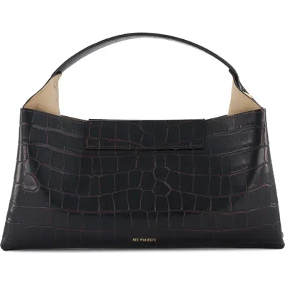 Ree Projects Elieze Baguette Croc Embossed Leather Top Handle Bag In Multi