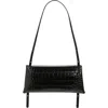 Ree Projects Elieze Croc Embossed Patent Leather Clutch In Black