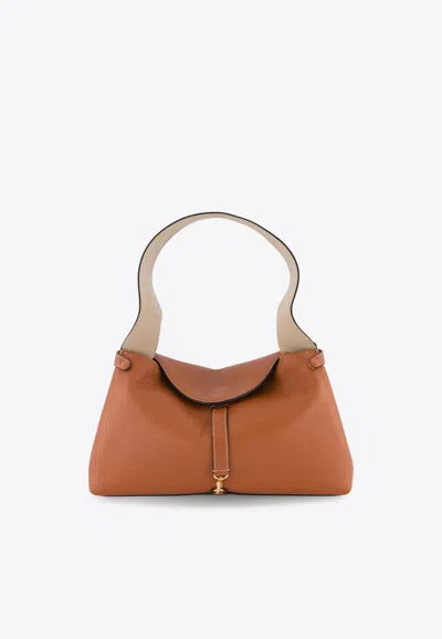 Ree Projects Florencia Pebbled Leather Shoulder Bag In Brown