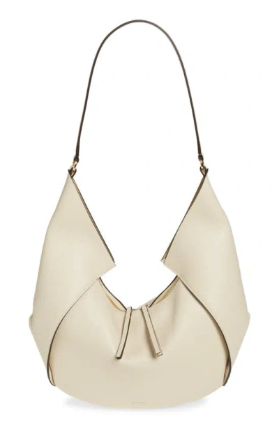 Ree Projects Large Riva Pebbled Leather Hobo Bag In Beige