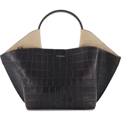 Ree Projects Mini Ann Croc Embossed Leather Tote In Brown