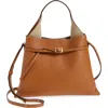 Ree Projects Mini Clare Belted Soft Pebble Grain Leather Tote In Brown