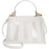 Ree Projects Mini Elieze Metallic Stripe Leather Handbag In White/ Silver Stripes