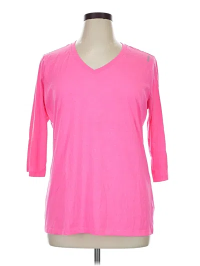 Pre-owned Reebok 3/4 Sleeve T-shirt In Pink